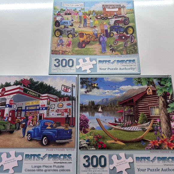BITS AND PIECES 100902 Jigsaw Puzzles LRG 300 Pieces Farm-Gas-Summer Set of 3 ** - Picture 2 of 5
